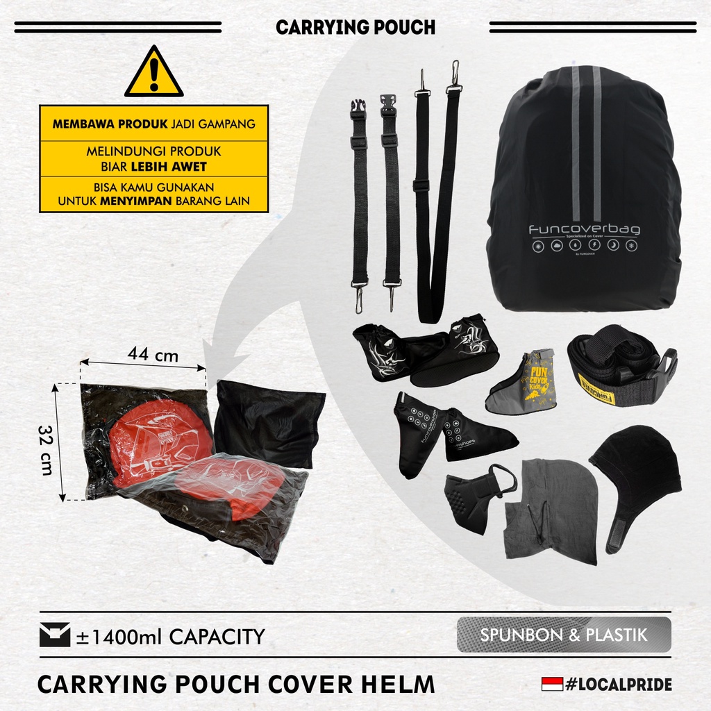 Cover Sarung Tas Helm Helshield Anti Air Waterproof Helmet Cover Backpack Printing by FUNCOVER