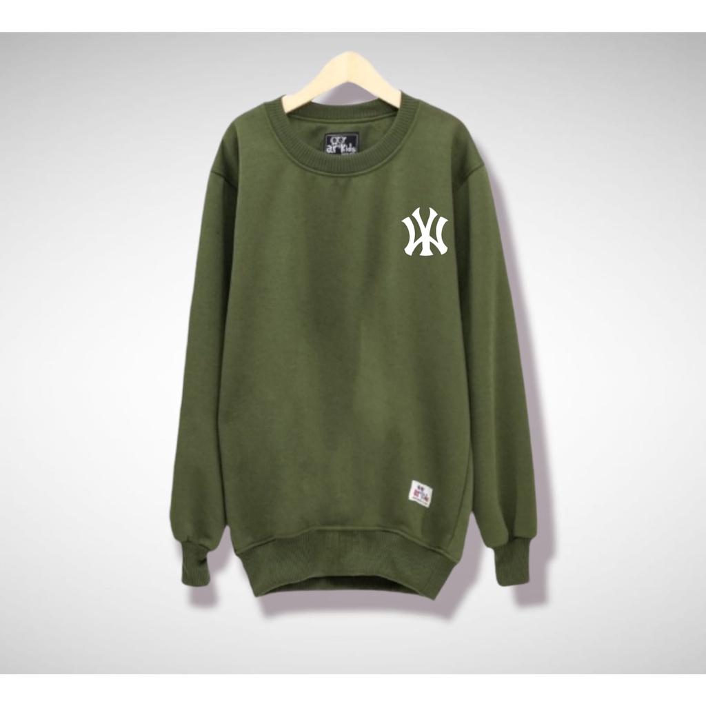 Sweater Crewneck Jumbo Oversize Big Size NY Pria Wanita 2XL 3XL 4XL 5XL Beige