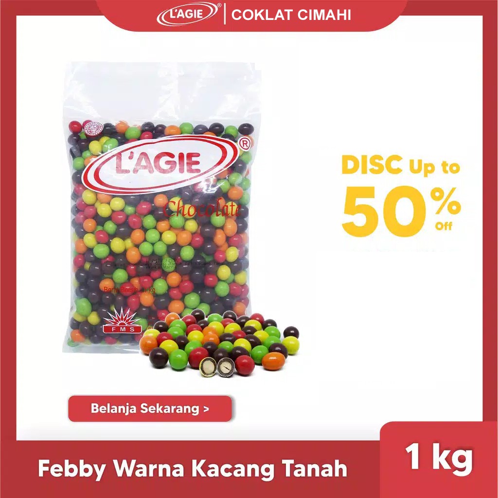 

Coklat Lagie Febby Warna Isi Kacang Tanah 1kg