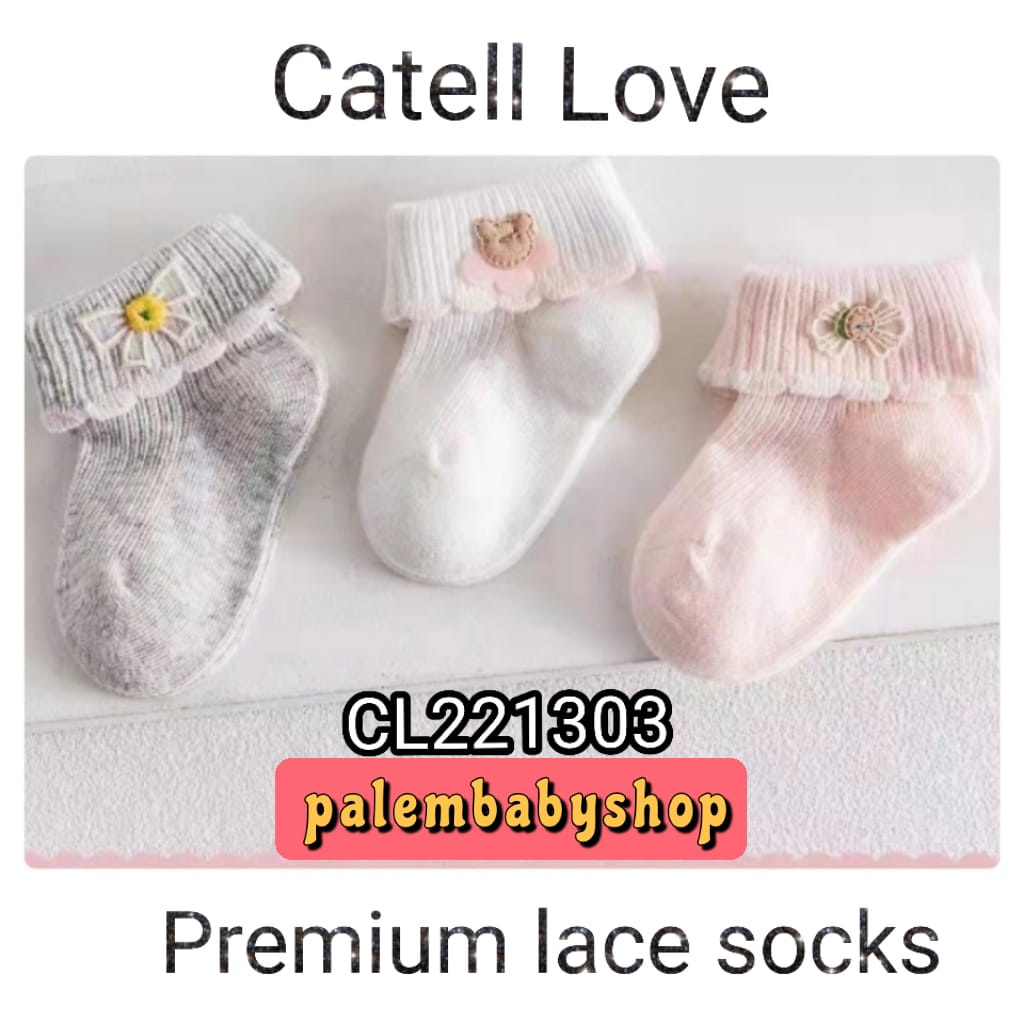 Catell Love Shock / Kaos Kaki Renda bayi perempuan Newborn