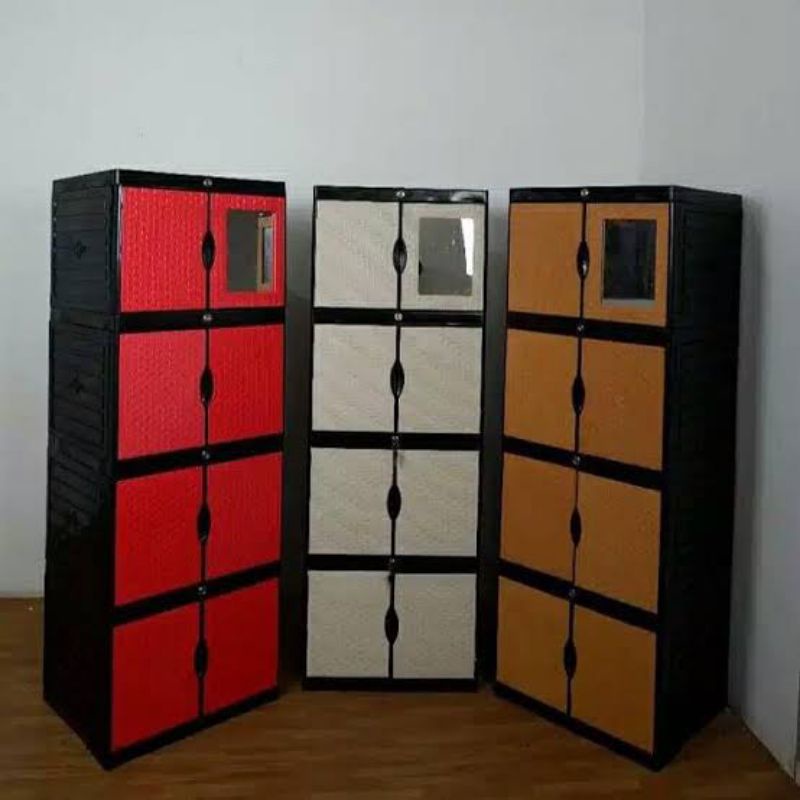 RANDOM Lemari Plastik Aquose Mini 4 susun Full kunci