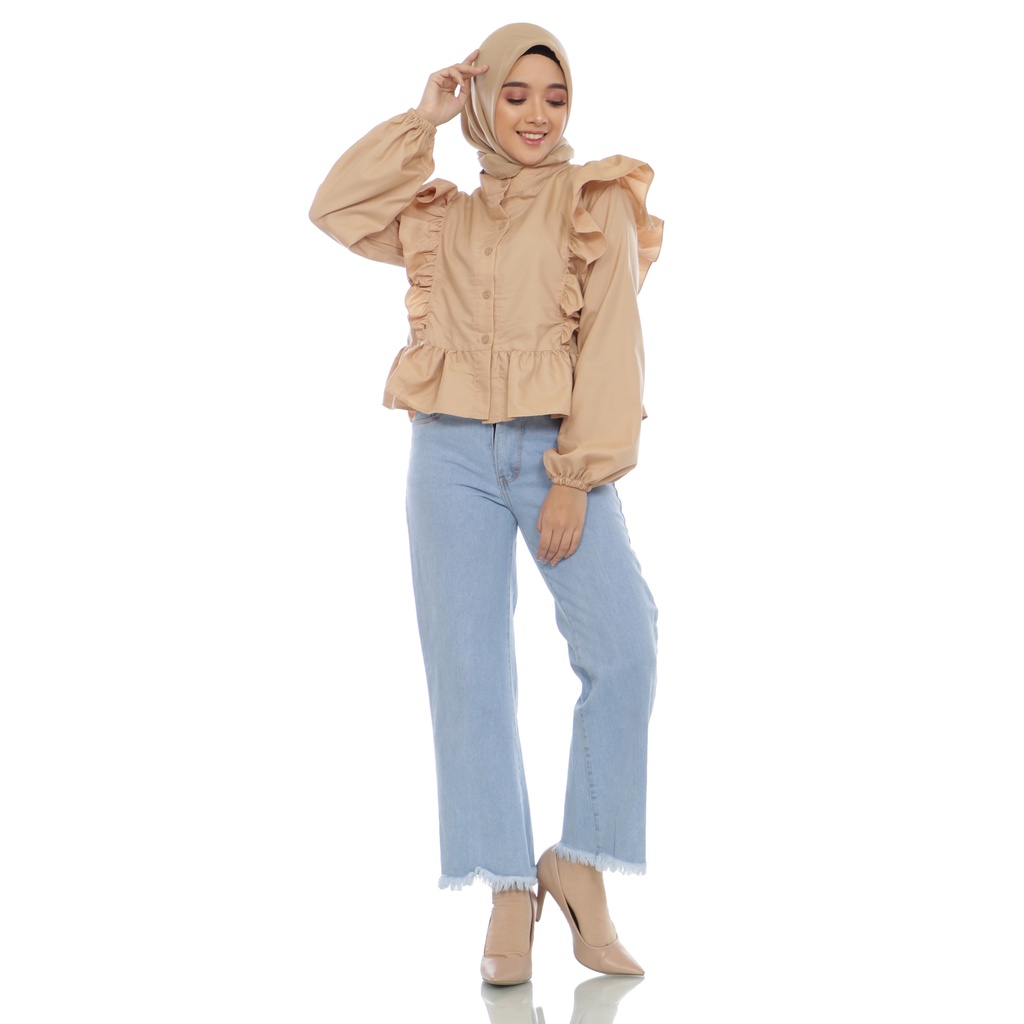 Croptee Ruffle Varisha - Atasan Crop Wanita Bahan Katun Ima