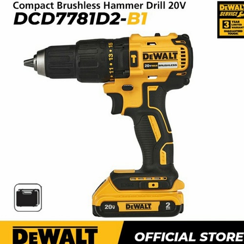 DEWALT DCD7781D2 - MESIN BOR CORDLESS 20V / CORDLESS HAMMER DRILL 20V