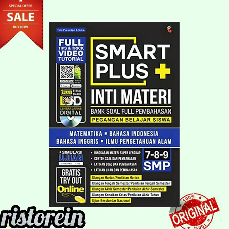 Buku Pelajaran SMP Smart Plus Smp/Mts Inti Materi Bank Soal Full Pembahasan