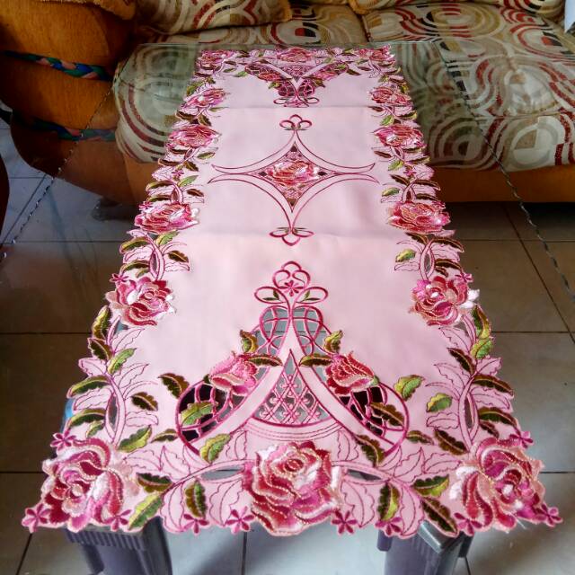 Taplak Meja Tamu Bordir/Taplak Meja Tamu Krancang Minimalis