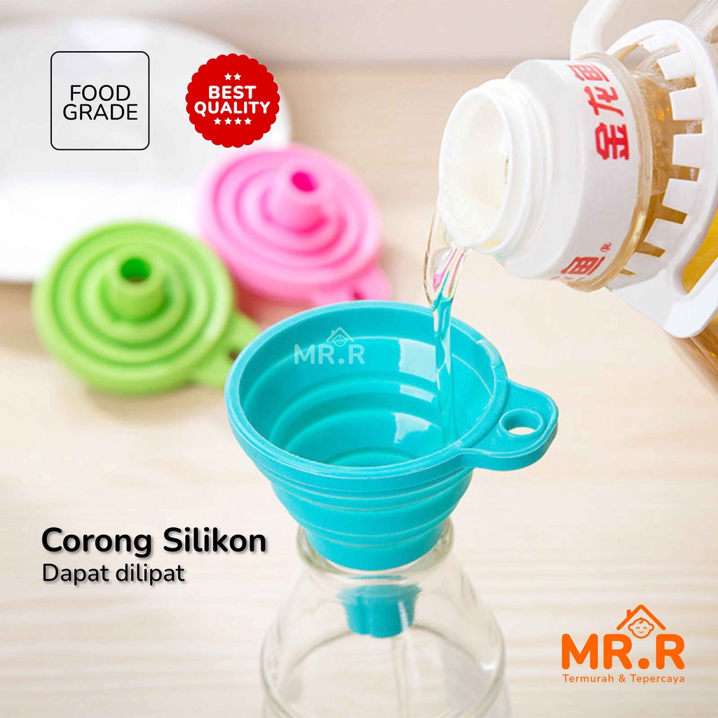 Corong Air Corong Minyak Corong Lipat Bulat Karet Silikon Flexsible Portable Foldable Silicone