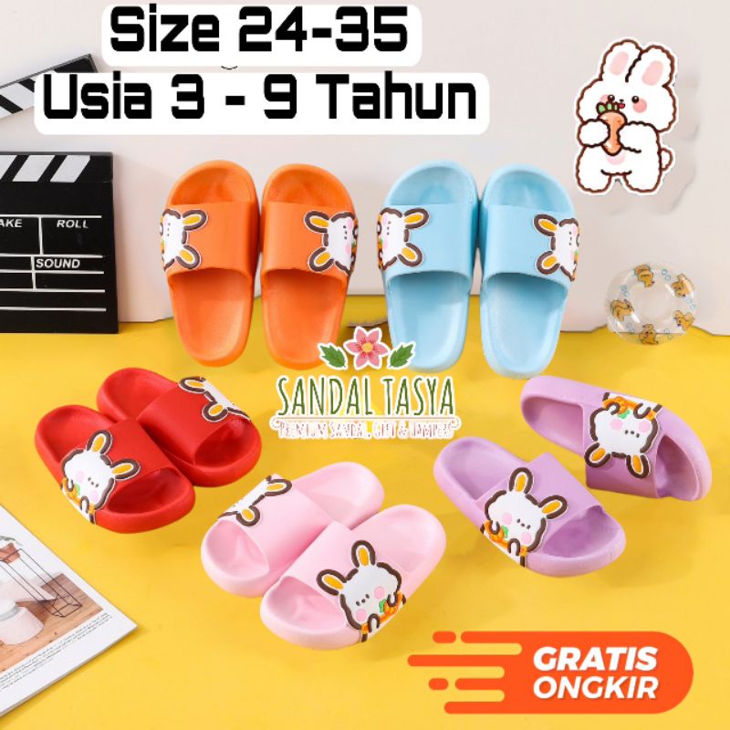 Sandal Jelly Import Anak Perempuan Original Balance 8619 Karakter Kelinci Bunny Lucu Selop Main Usia 3 4 5 6 7 8 9 Tahun Korea Terbaru