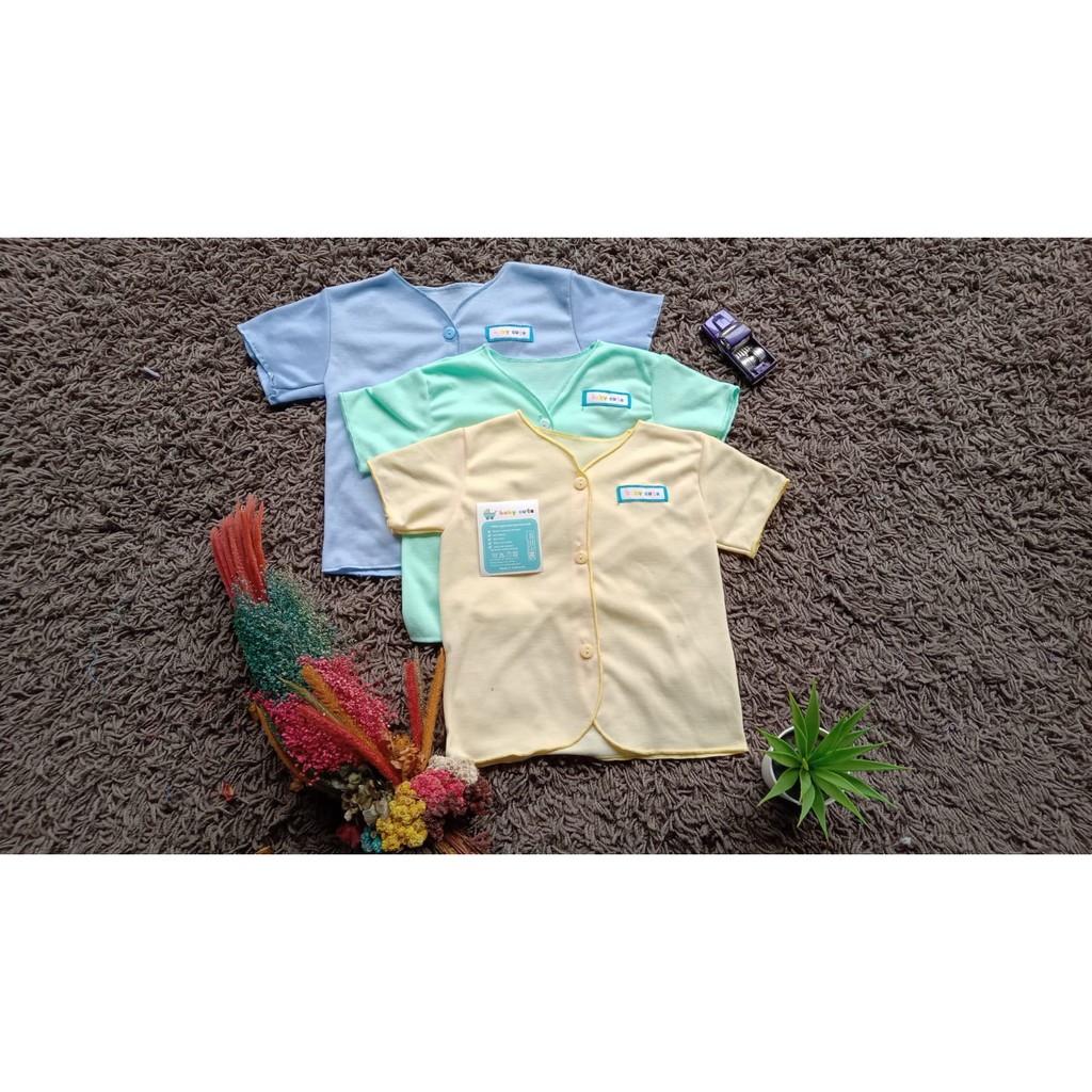Baju Bayi Polos Lengan Pendek S M dan Jumbo/L  6pcs SNI-Polos netral jumbo
