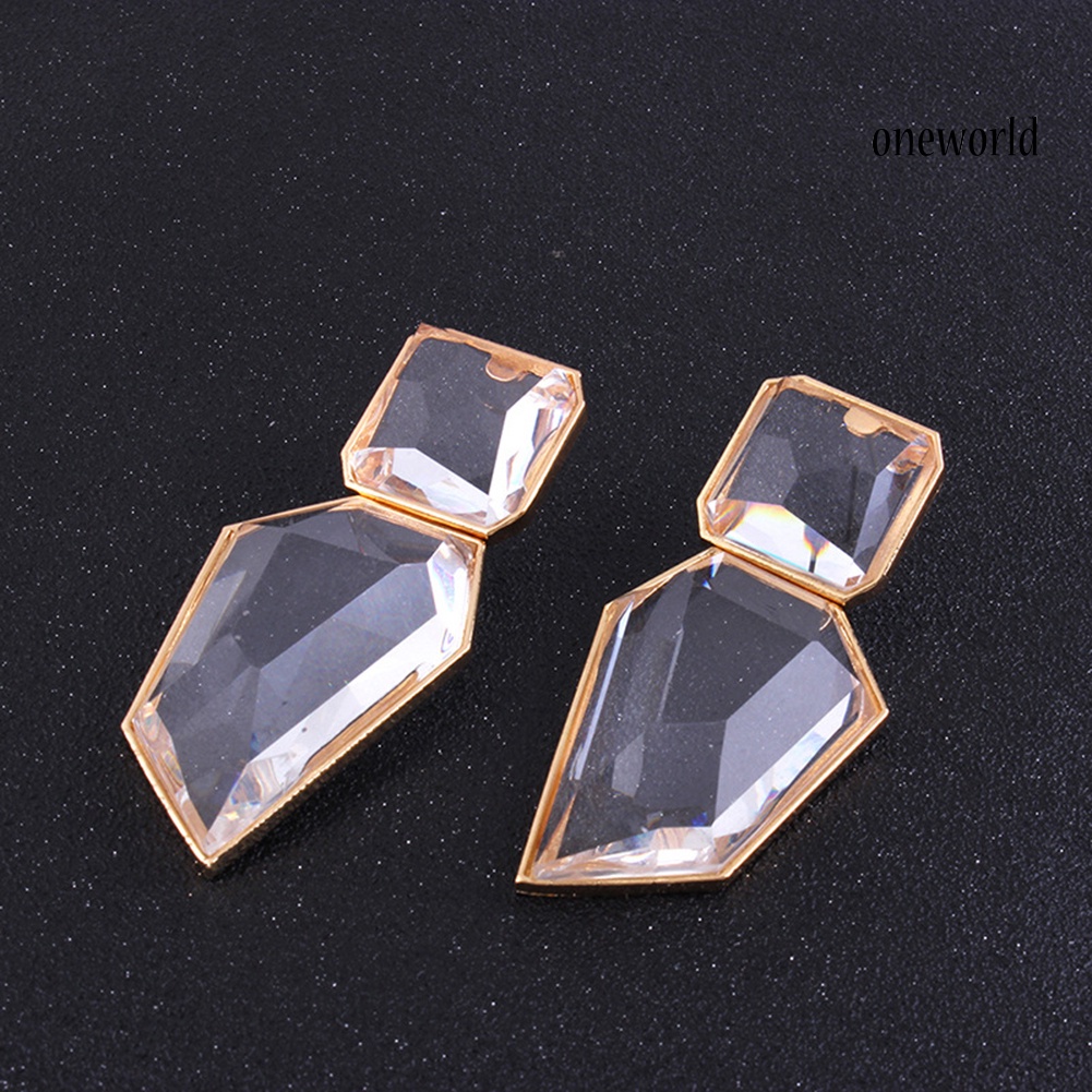 OW@ Vintage Women Geometric Dangle Shiny Resin Exaggeration Earrings Jewelry Gift