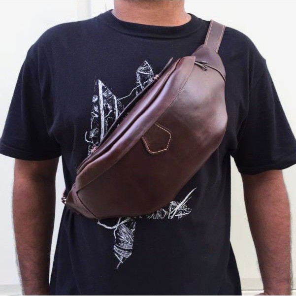 Tas Waistbag Classic Full Kulit Sapi Asli