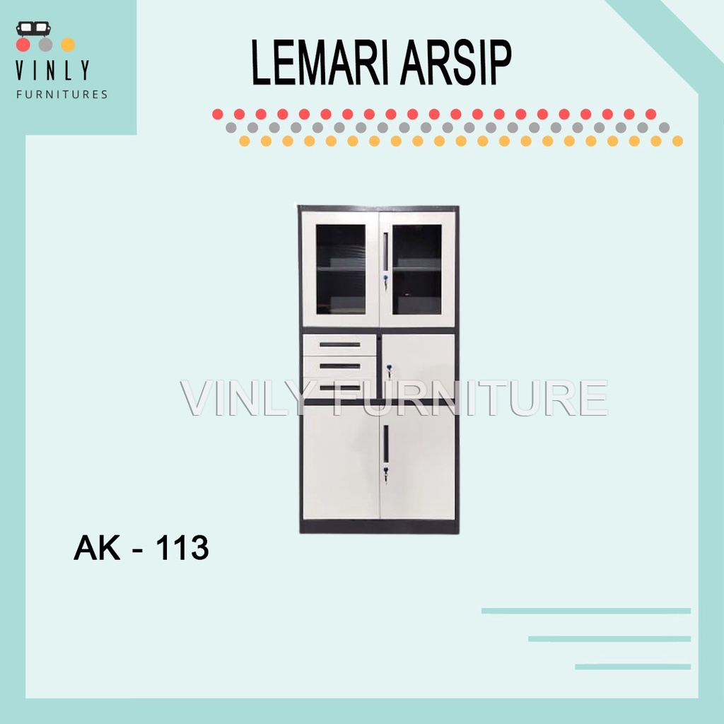 

Filling Cabinet / Lemari Arsip / Lemari Arsip Besi 4 Pintu + 3 Laci AK113