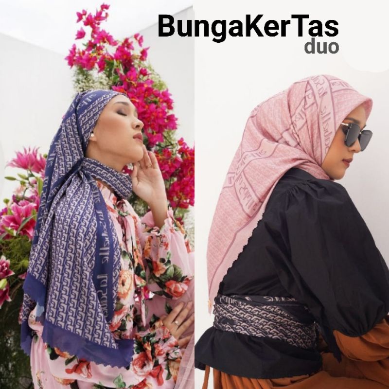 HIJAB VOAL MOTIF/VOAL MOTIF/VOAL MOTIF SEGIEMPAT/HIJAB MOTIF || Bunga Kertas duo