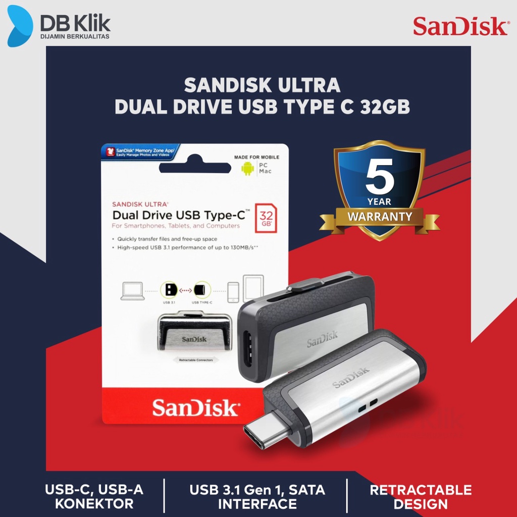 Flashdisk OTG SANDISK Ultra Dual Drive 32GB USB 3.1 Type-C