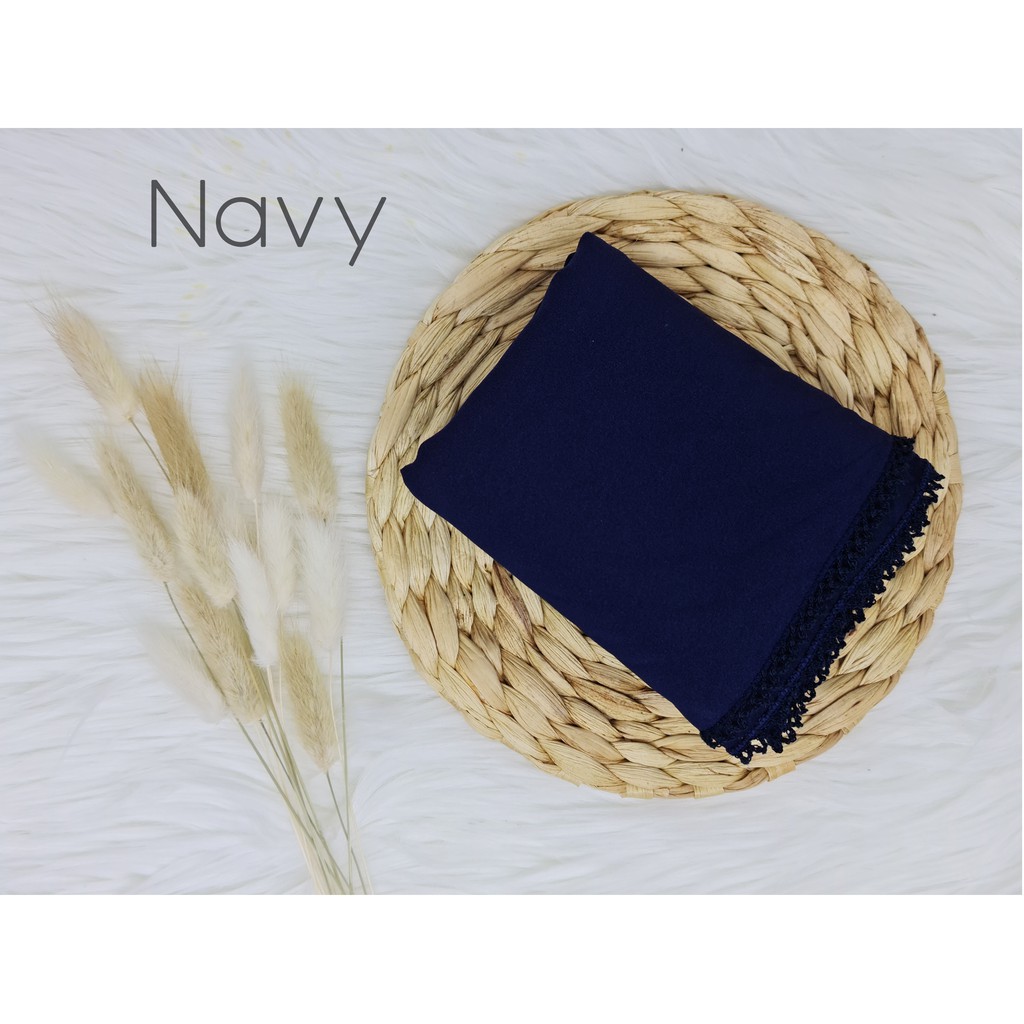 Pashmina Picot Crochet Diamond Stretch-Navy