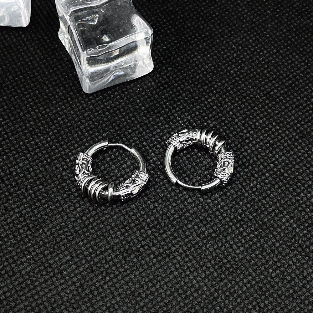 REBUY Rebuy Men Hoop Earrings Personality Simple Women Hollow Round Hip Hop Anting Gaya Korea