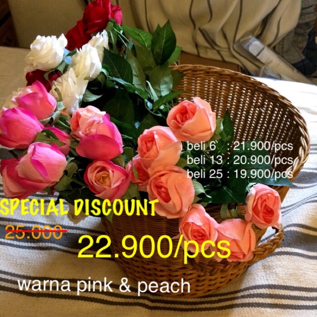 Bunga Mawar Tiruan Bahan Latex Artificial Flowers