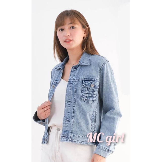 MC girl - Jaket Jeans Snow Wanita / Jacket Denim Warna Snowblue Cewek / Outer Lepis Snow Blue Wash Cewe