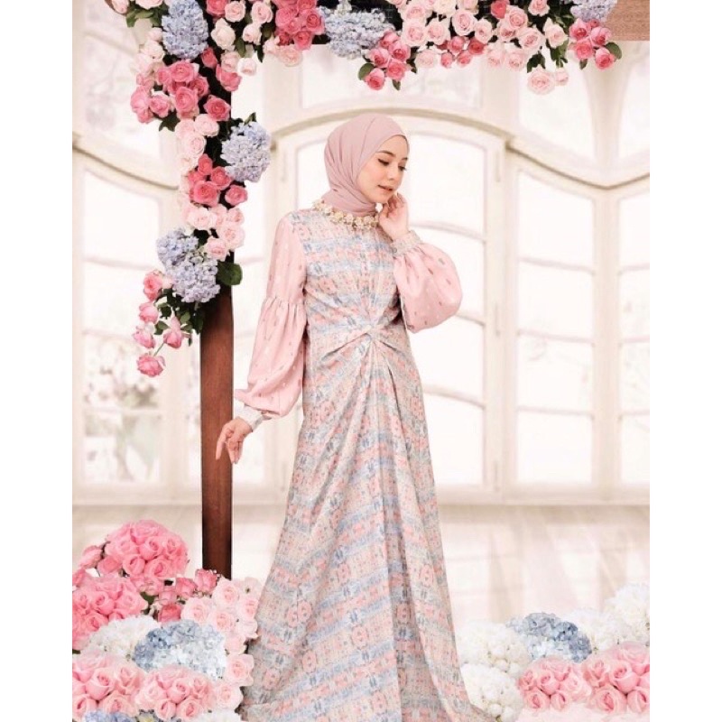 Vanilla Hijab Tie Dye series DRESS SAGEROSE XL