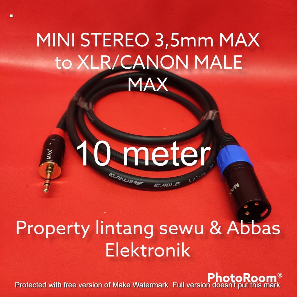 KABEL JEK MINI STEREO MAX TO XLR CANON MALE MAX 10 METER