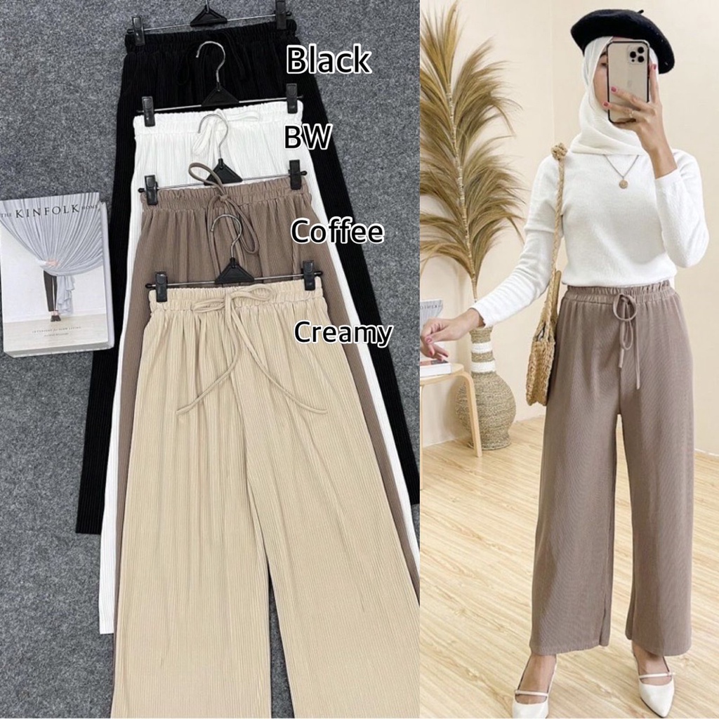 1KG MUAT 3PCS | IRENE KIREY JOLLA PANTS HIGHWAIST KULOT CELANA PANJANG KNIT PREMIUM BEST QUALITY FASHION WANITA TERBEST SELLER