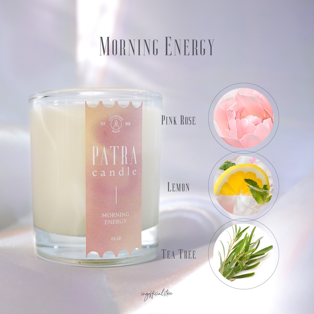 Lilin Aromaterapi Minyak Jelantah (64gr) Scented Soy Candle - PATRA - Morning Energy