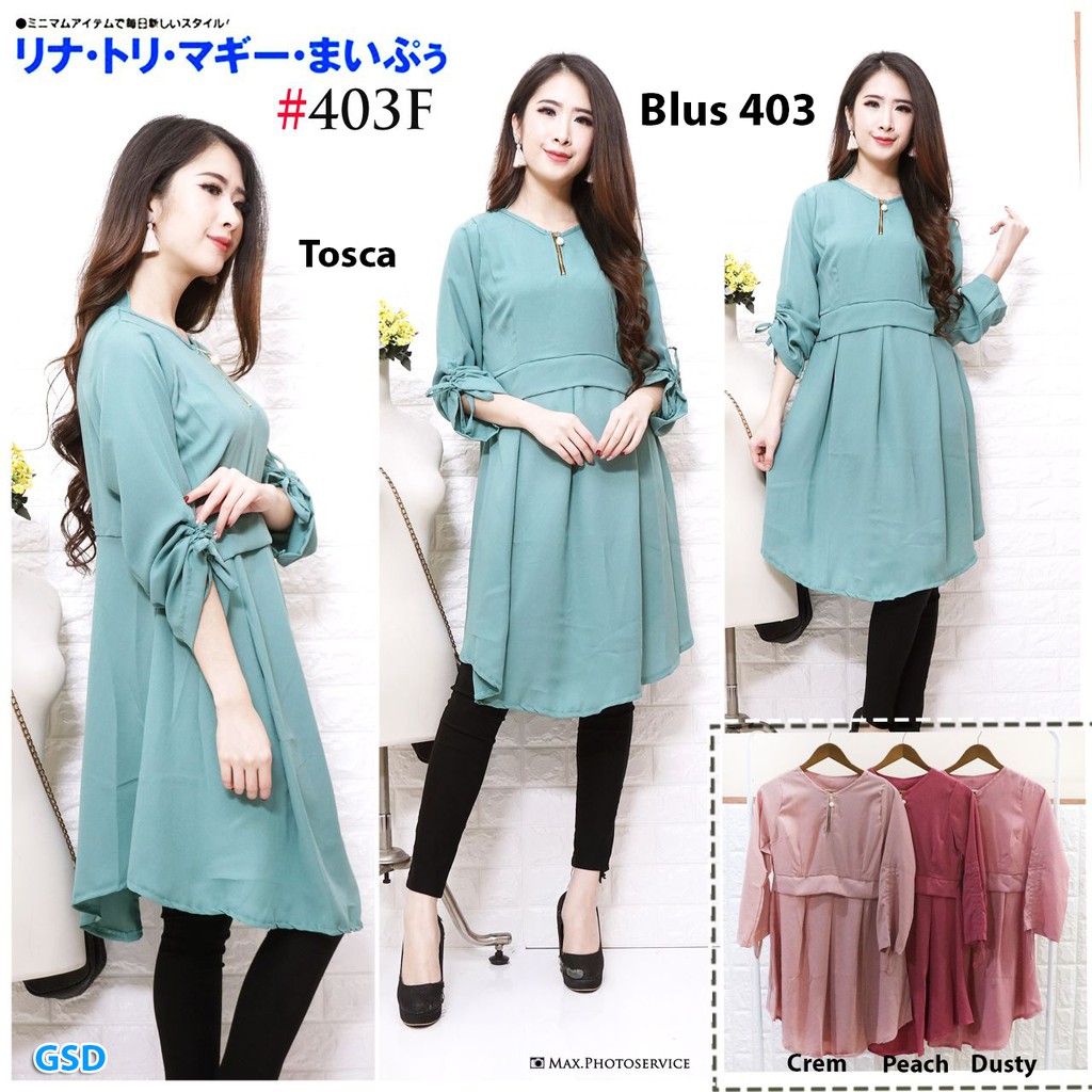 Blus 403/atasan wanita lengan panjang/tunik wanita/blus muslim lengan serut murah/baju wanita terbar