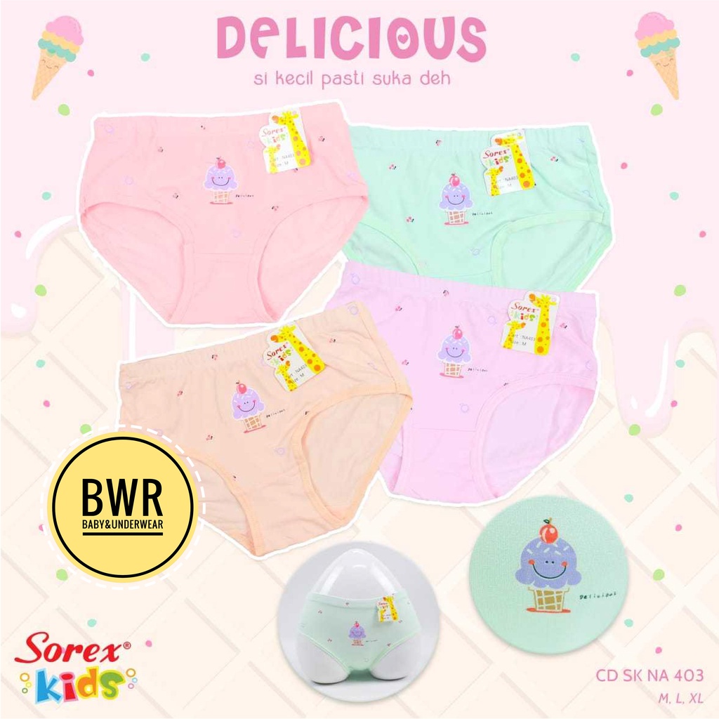 [ 6pc ] CD Anak SOREX NA 403 | Celana Dalam Anak Remaja Perempuan Motif Lucu Random /403-1