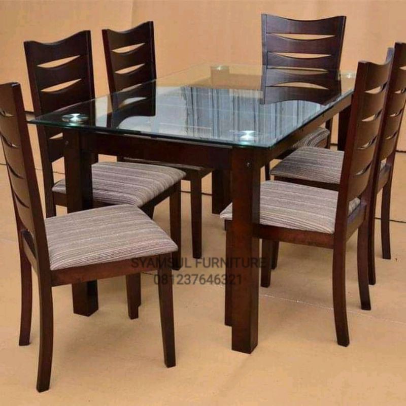 kursi makan minimalis kursi 6 + meja