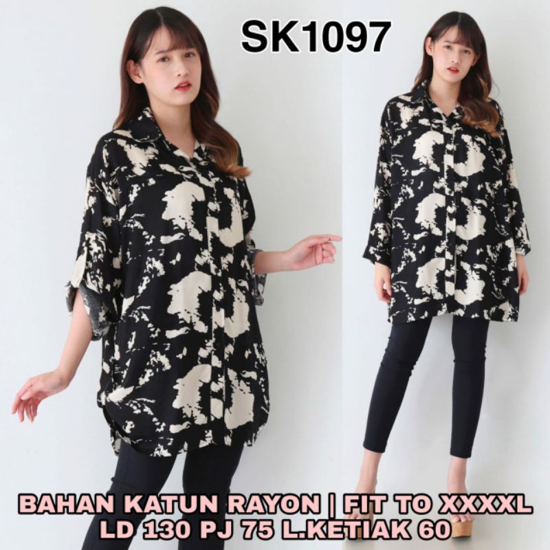 Kemeja Wanita Jumbo XXXL LD 130 / Hem Kareen-2