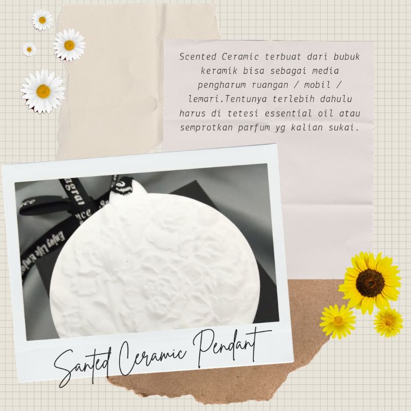 Pewangi Mobil Bunga Ukir / Scented Ceramic Pendant / Diffuser