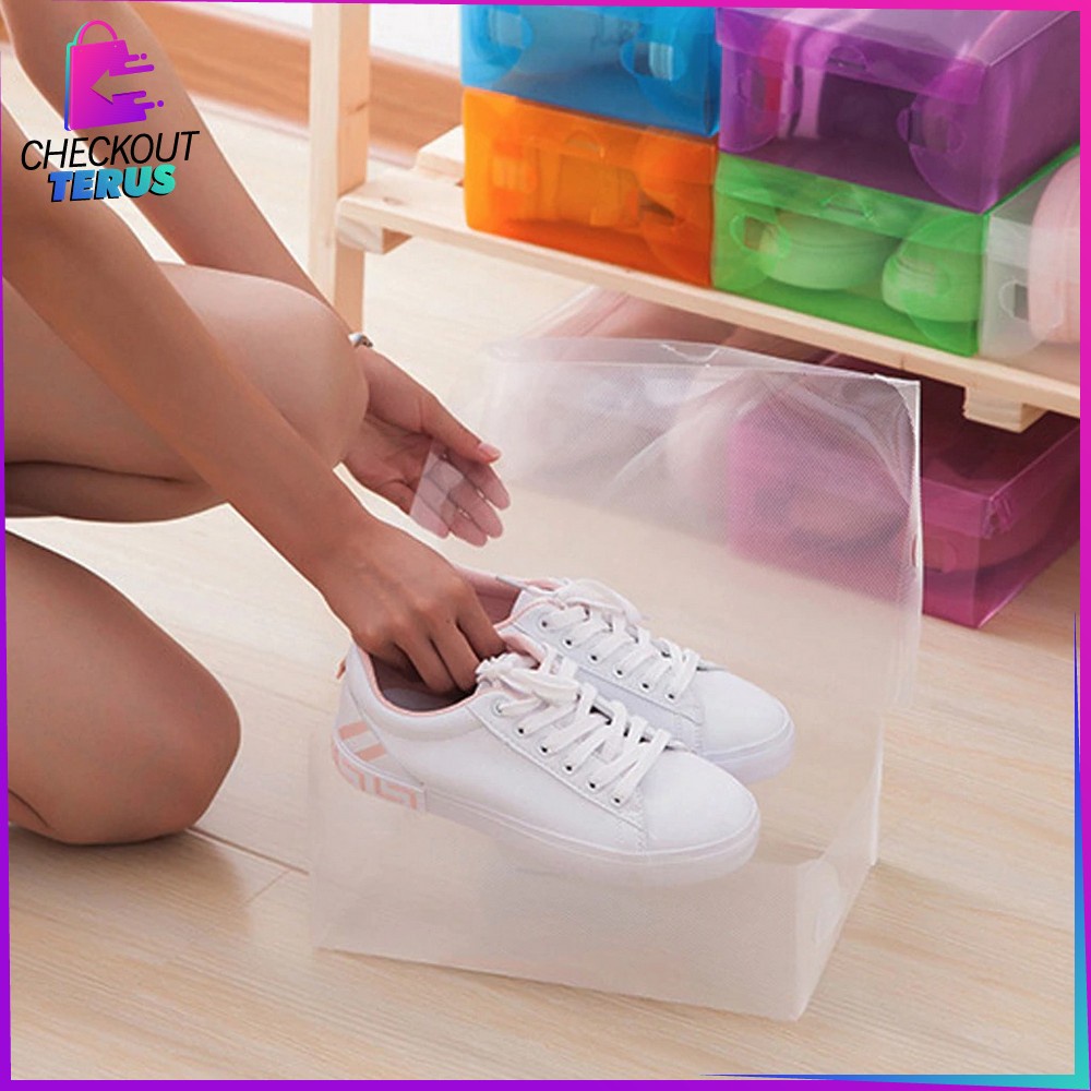 CT C157 Kotak Sepatu Tebal Serbaguna Kotak Rak Susun Sepatu Sandal Transparan Shoes Storage Box Orginizer