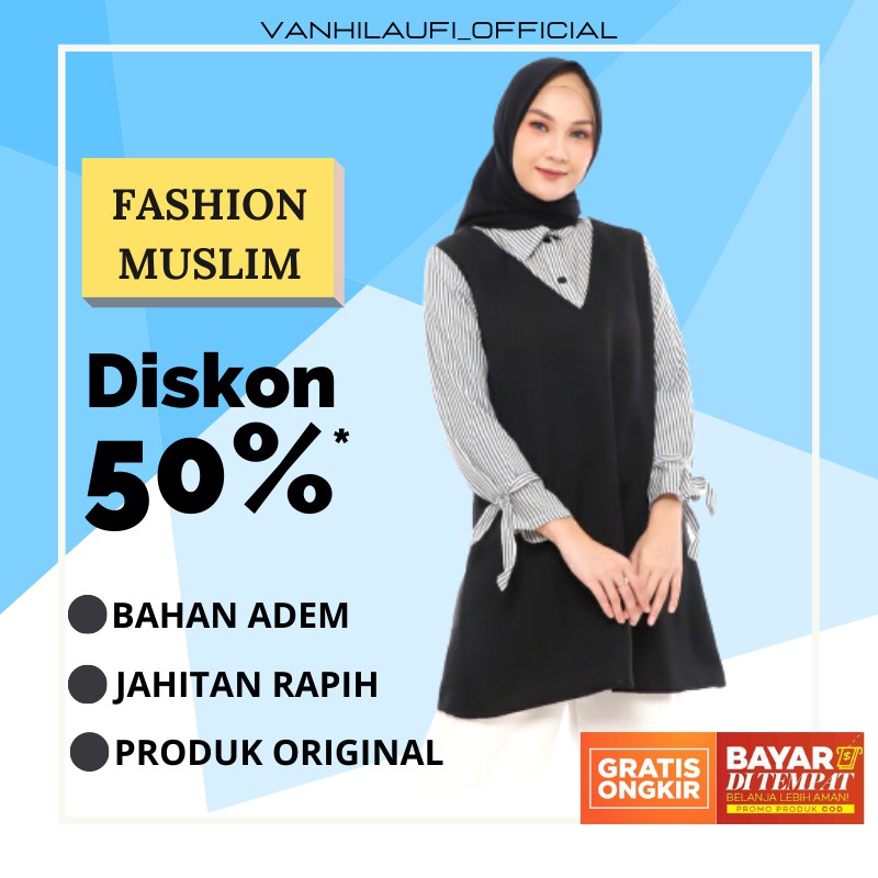 Baju Atasan Muslim Wanita Terbaru Blouse Kekinian Import Korea Original Fashion Muslim Remaja Jumbo