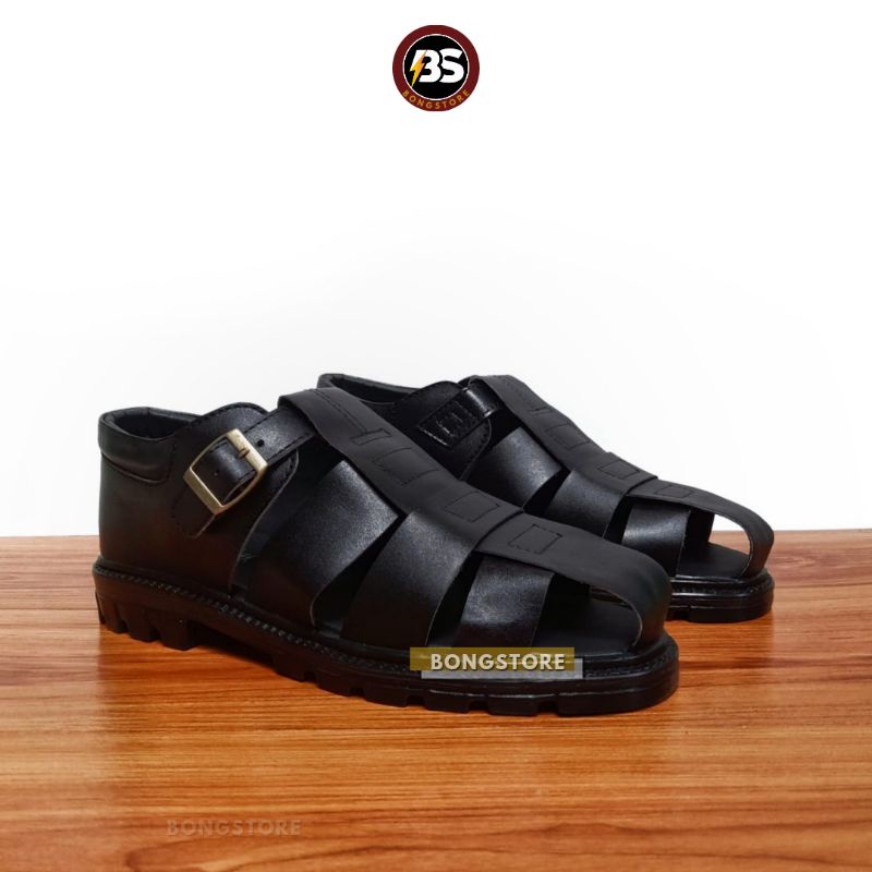 sandal brongsong pria kulit sandal sepatu tali kulit sandal sepatu kulit asli sandal kasual pria berlubang kulit asli