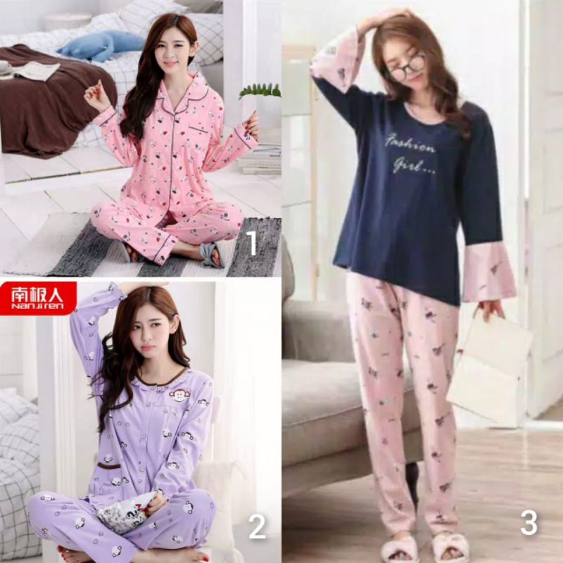 piyama PP wanita bahan kaos tebal import new fashion