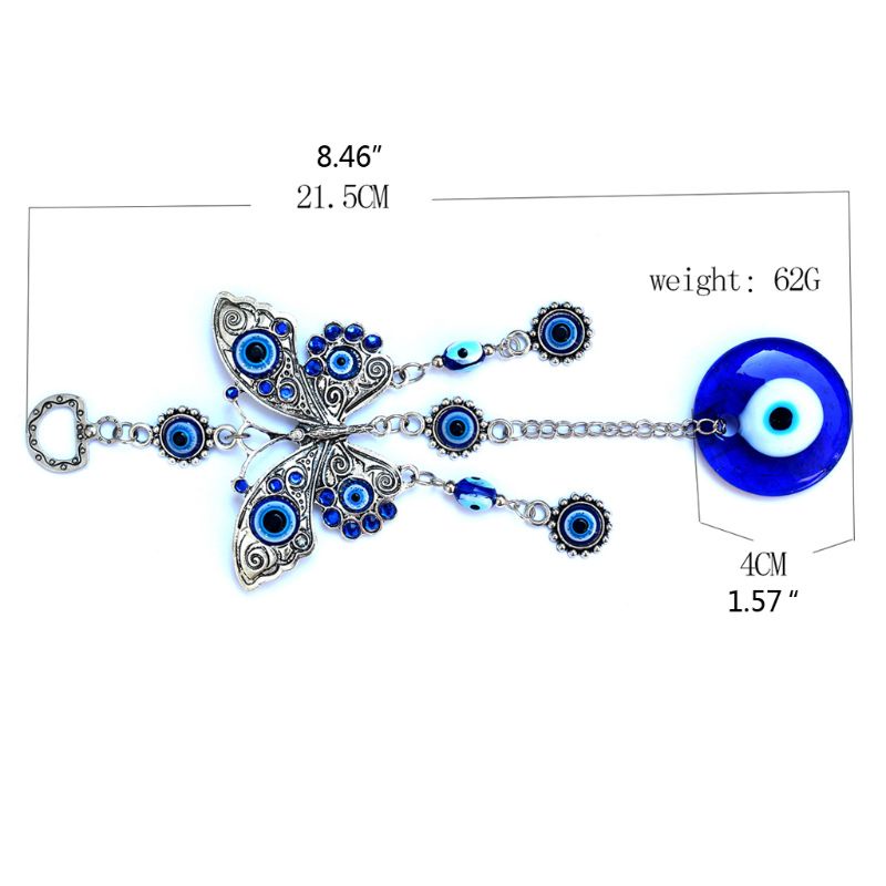 Siy Ornamen Gantung Model Evil Eye Biru Dengan Butterfly Untuk Dekorasi Mobil