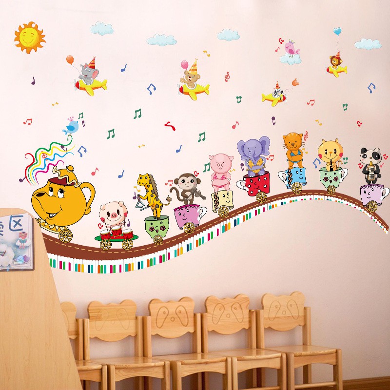 RELIZA WALL STICKER KERETA MUSIK TRAIN ANIMAL ZOO STIKER DINDING SK9038