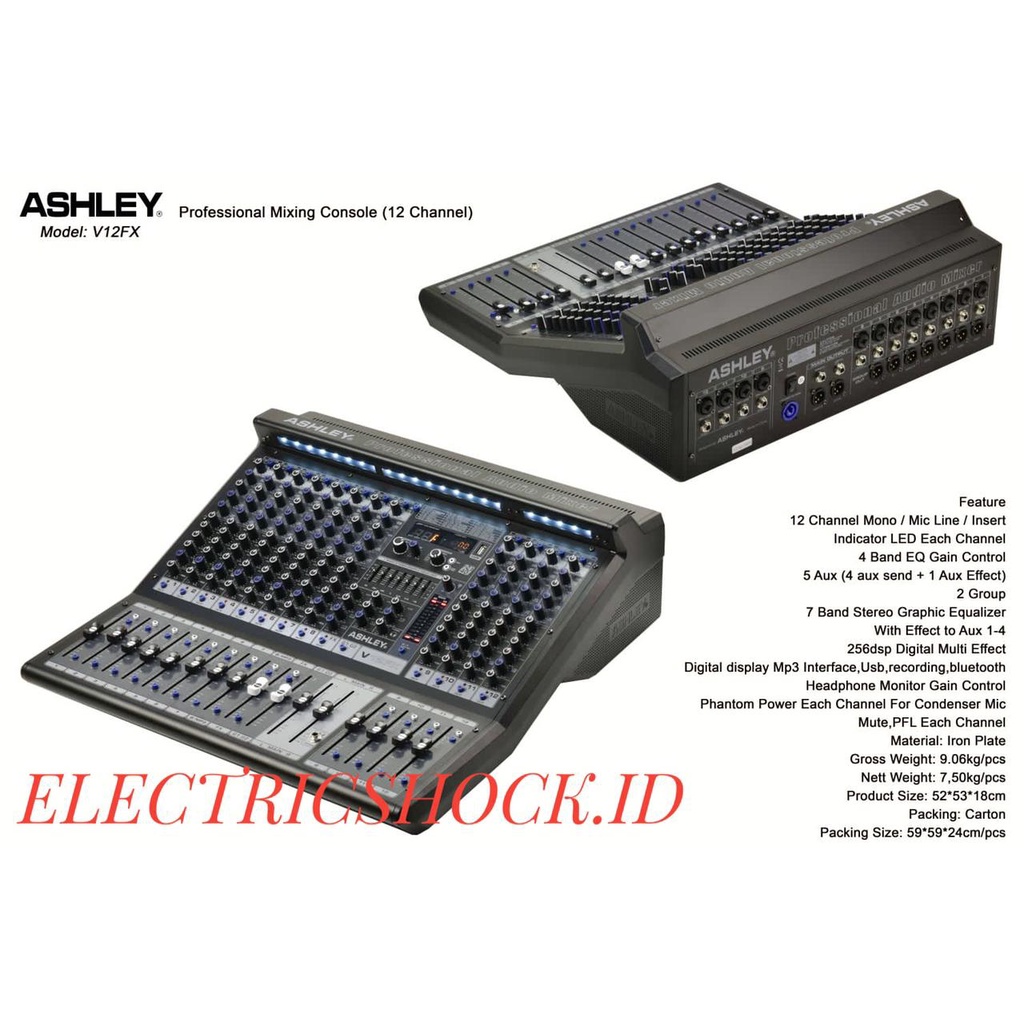 MIXER AUDIO ASHLEY V 12FX / V12FX / V 12 FX ORIGINAL NEW MODEL