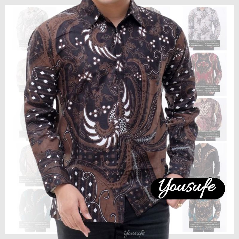 Kemeja Batik Pria Lengan Panjang Motif Blackvinic Hitam Lemah Teles Nyaman Halus Katun Tidak Luntur Terbaru Kode LMB01