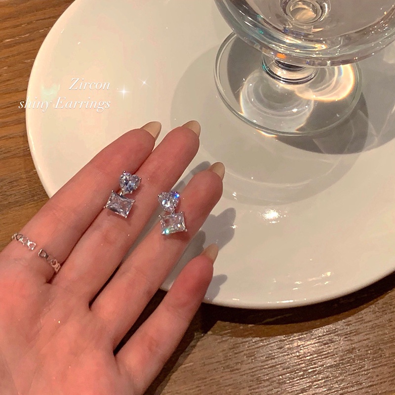 2022 Anting Tusuk Sterling Silver 925 Desain Hati Hias Zircon Gaya Mewah Untuk Wanita
