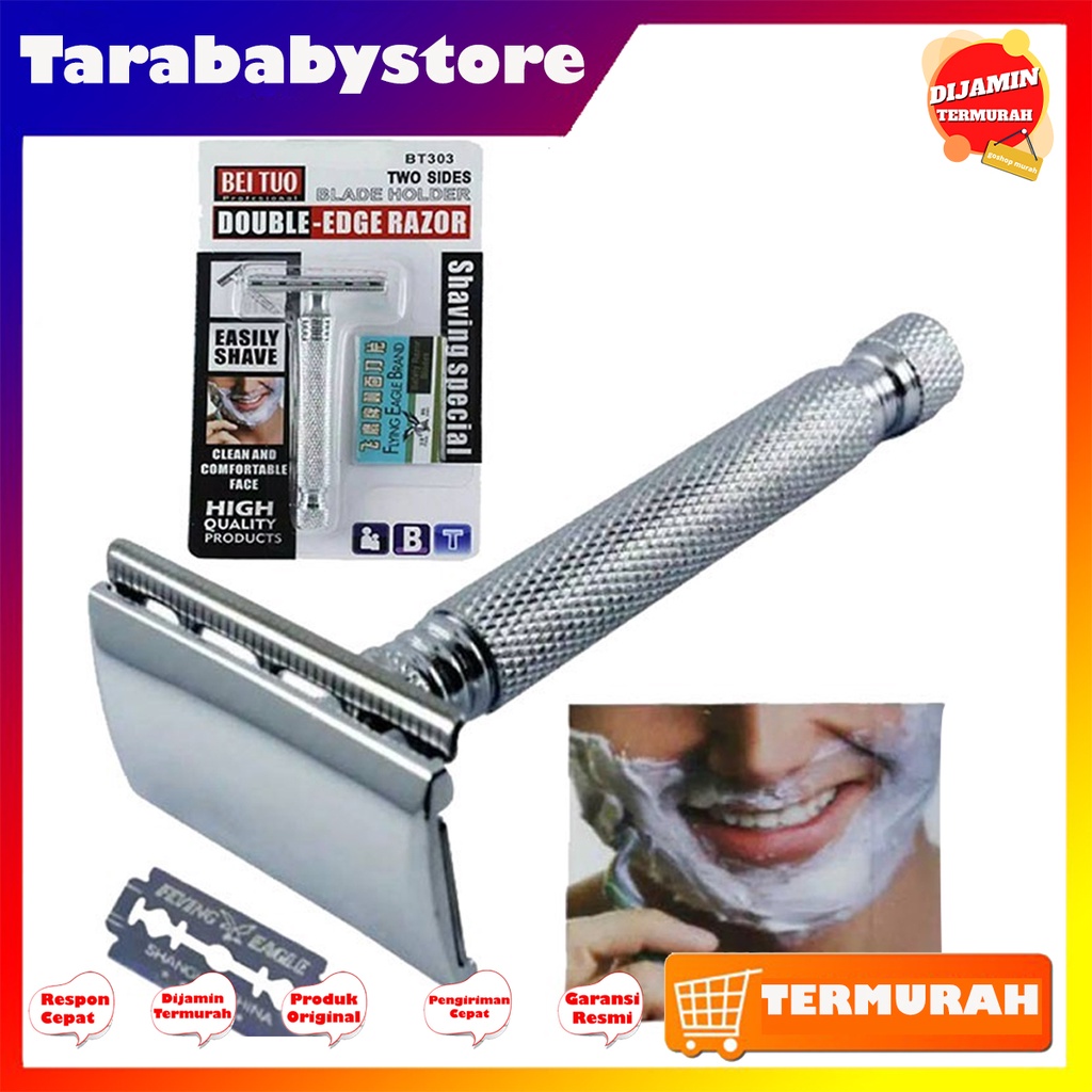 Safety Razor Gagang Besi BT 303/Alat Cukur Kumis Bulu Rambut