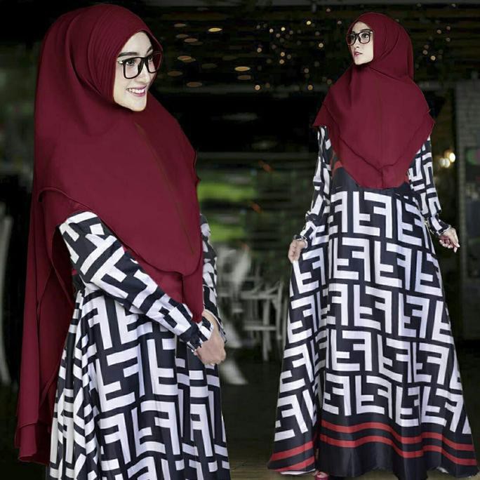 New Baju Gamis Syar'i/Gamis Muslim Terbaru/Gamis Syar'i Max Fendi Maroon