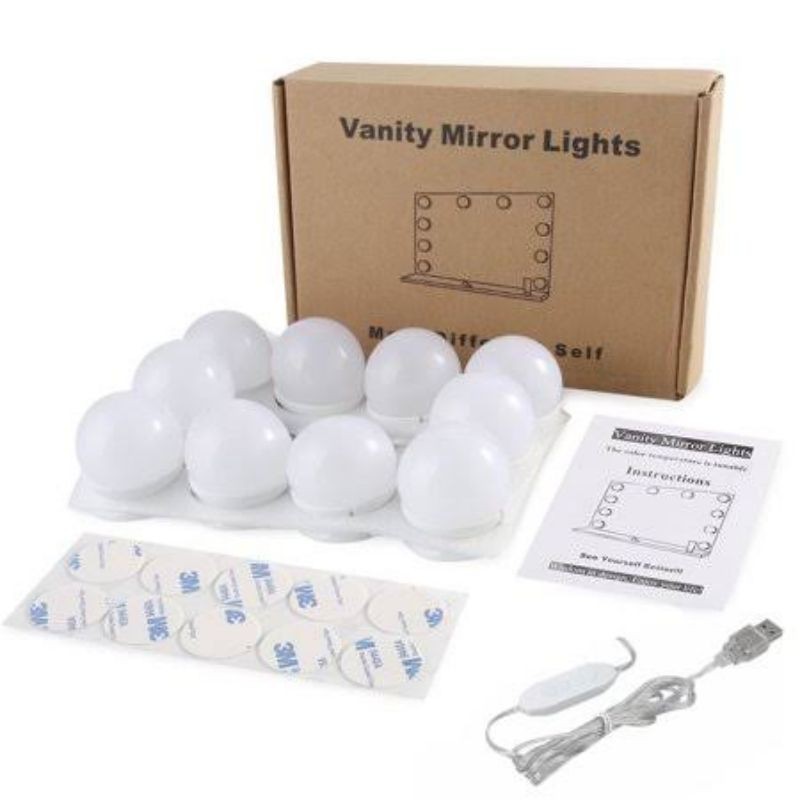 Vanity Mirror Lamp / Lampu LED Meja Rias 10 Bohlam 5 Warna