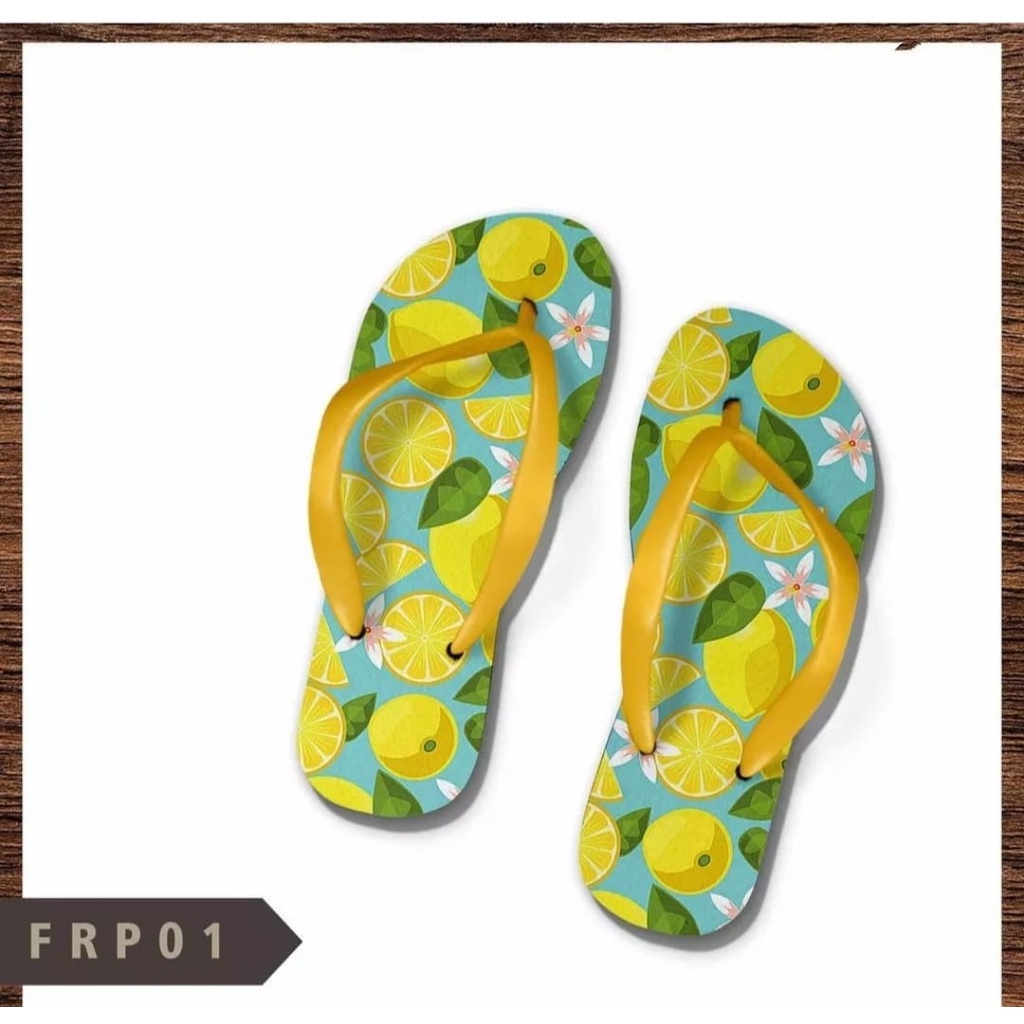 Sandal Jepit Wanita Motif Buah Lemon