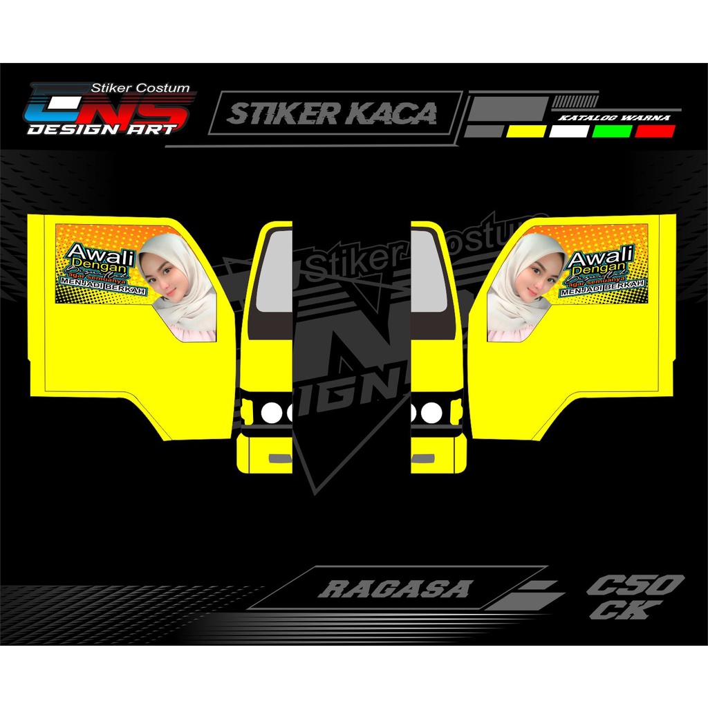 Stiker Sticker Kaca Samping Truk Ragasa kanan kiri Stiker Blok Kaca Samping Truk Canter Kanan kiri S