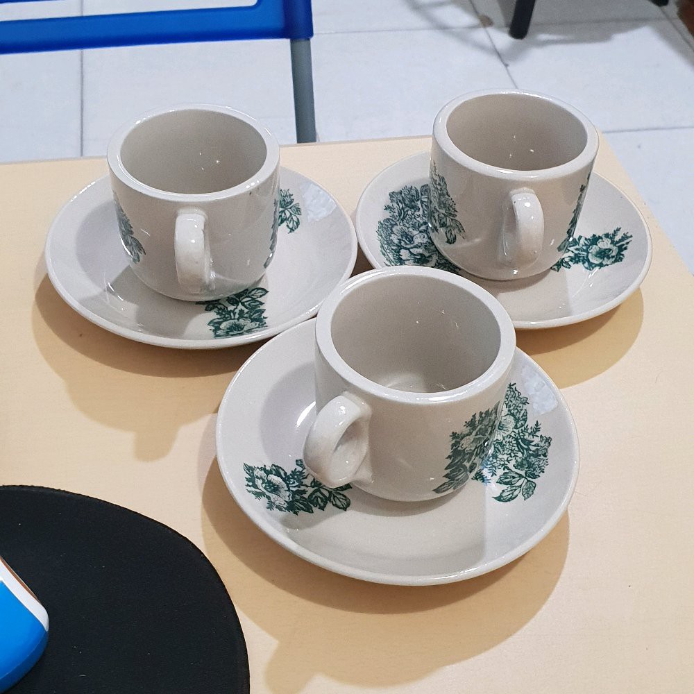 Gelas Kopi cangkir mug vintage keramik set 3 Pcs