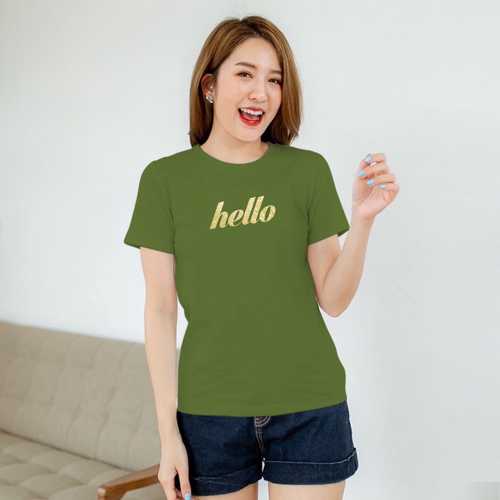 ISANNY SIZE.S M L XL XXL 2208-00017 HELLO / KAOS OBLONG / KAOS CEWEK / ATASAN WANITA / READY STOCK