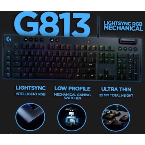 Logitech G813 LIGHTSYNC RGB Mechanical Gaming Keyboard - GL Clicky