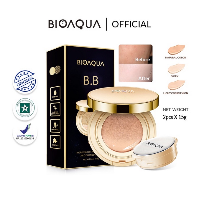 BIOAQUA Hydrating Soft and Flawless Air CUSHION BB CREAM | ❤ jselectiv ❤ BB Cushion BIOAQUA - ORI✔️BPOM✔️SALE✔️COD