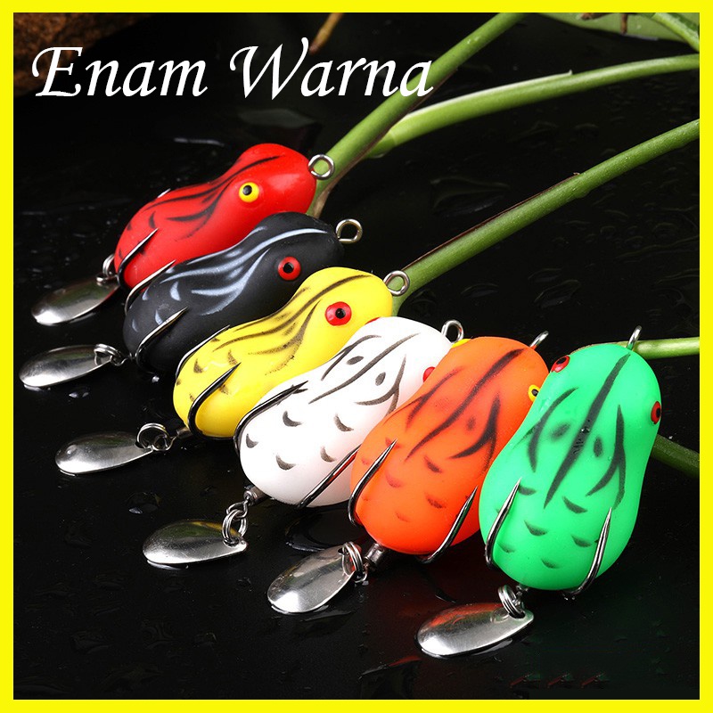 3D Fishing Lure Umpan Pancing Lure Fishing Lure 5cm/7g Umpan Pancing Umpan Payet Berputar Umpan Casting Lure Soft Lure Soft Frog Bentuk Katak