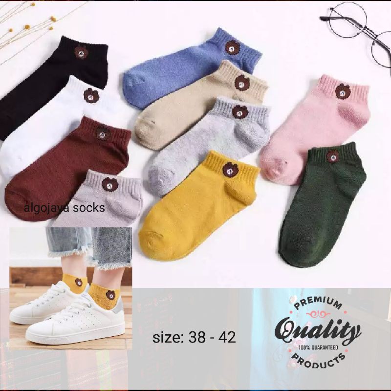 kaos kaki motif beruang pendek mata kaki wanita dewasa / kaos kaki angkle motif bear murah-1